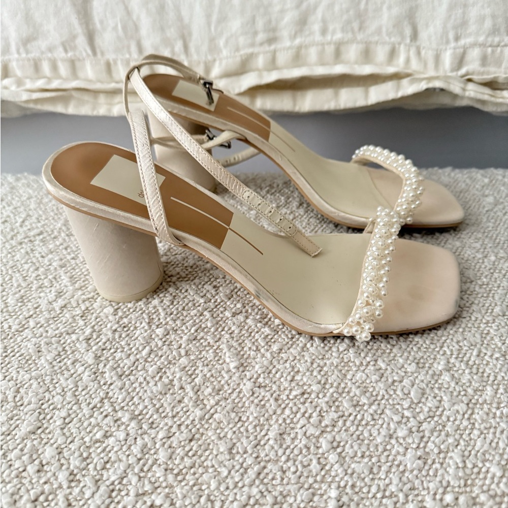 Dolce Vita Cream Heels with Chunky Block Heel